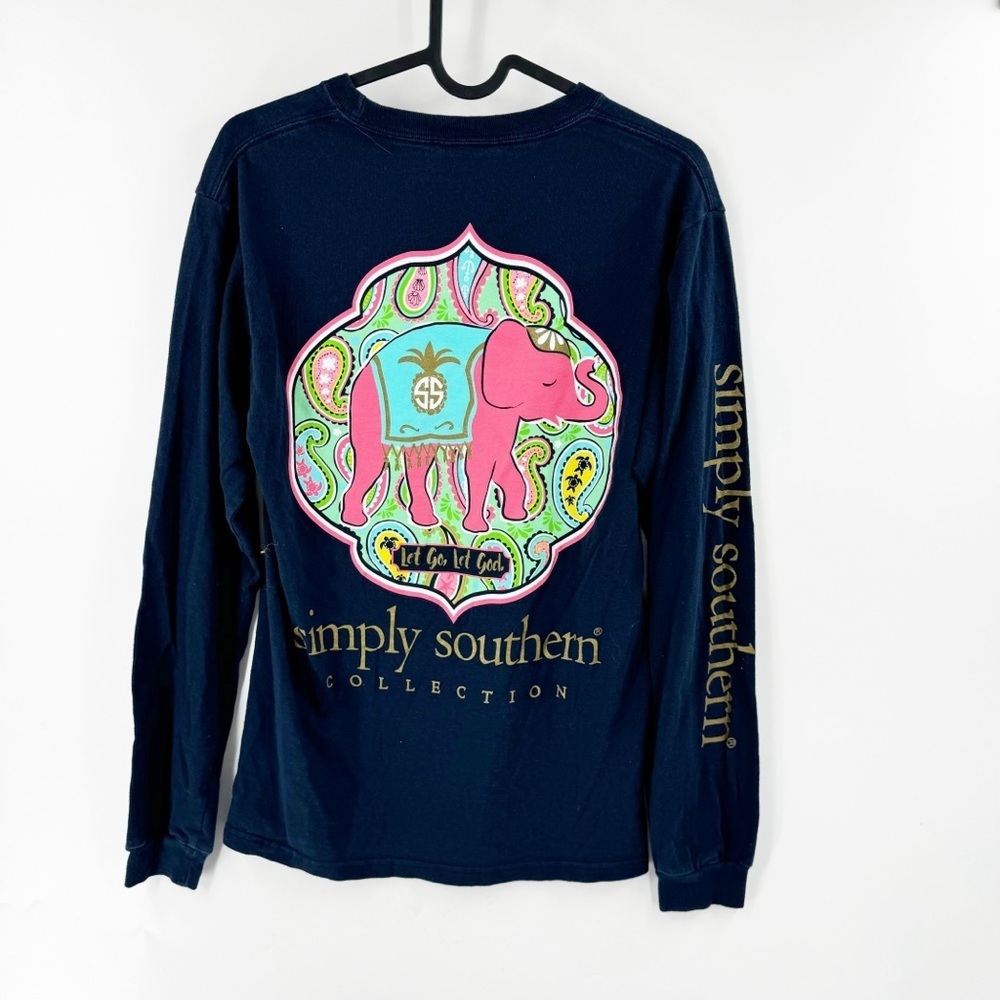 ✅ SIMPLY SOUTHERN NAVY "LET GO, LET GOD" LONG SLEEVE CREW SIZE SMALL